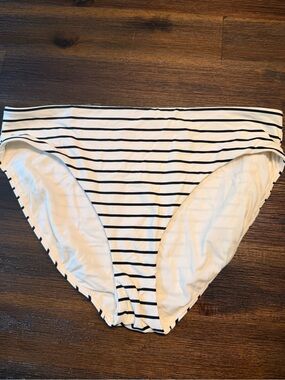 CALIA by Carrie Underwood White Bikini Bottoms with Black Stripes